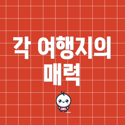 각 여행지의 매력