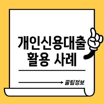 개인신용대출 활용 사례