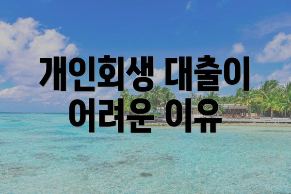 개인회생 대출이 어려운 이유