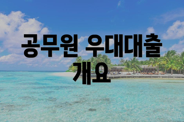 공무원 우대대출 개요