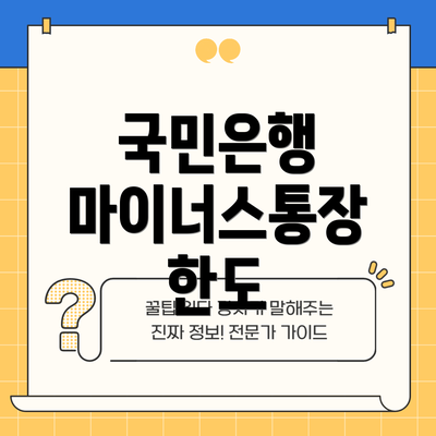 국민은행 마이너스통장 한도