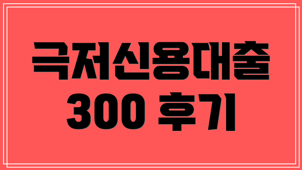 극저신용대출 300 후기