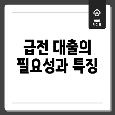 급전 대출의 필요성과 특징