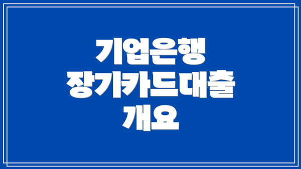 기업은행 장기카드대출 개요