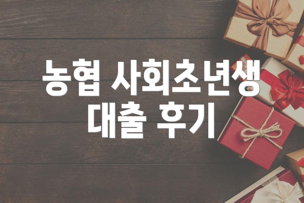 농협 사회초년생 대출 후기
