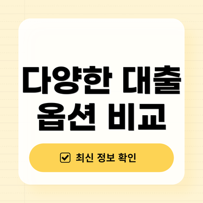 다양한 대출 옵션 비교