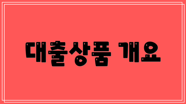 대출상품 개요