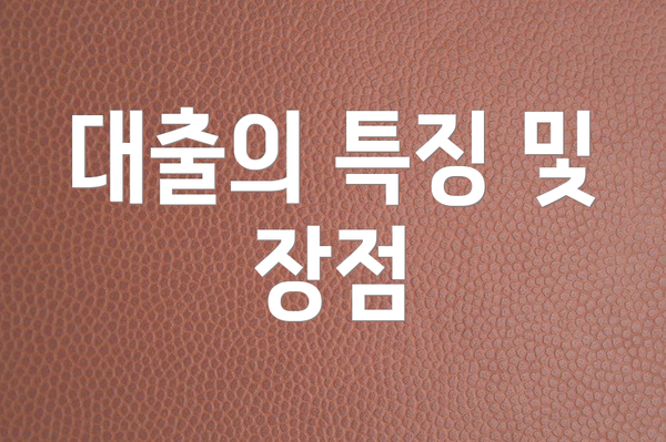 대출의 특징 및 장점
