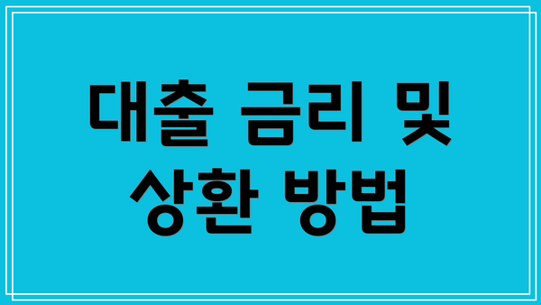 대출 금리 및 상환 방법