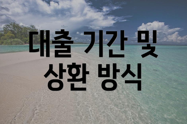 대출 기간 및 상환 방식
