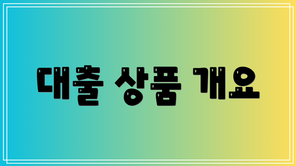 대출 상품 개요