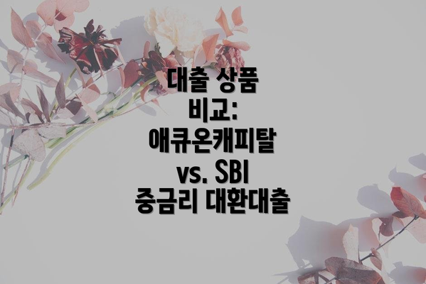 대출 상품 비교: 애큐온캐피탈 vs. SBI 중금리 대환대출