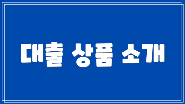 대출 상품 소개