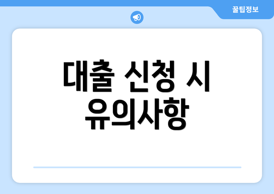 대출 신청 시 유의사항