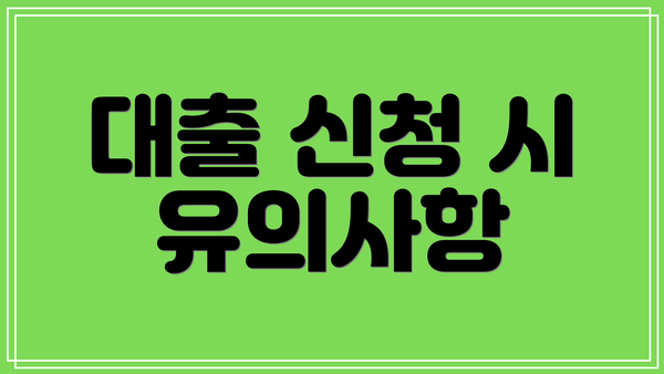 대출 신청 시 유의사항