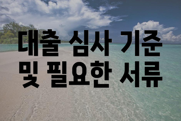 대출 심사 기준 및 필요한 서류