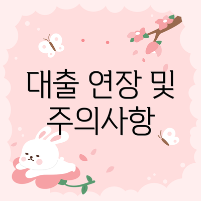 대출 연장 및 주의사항