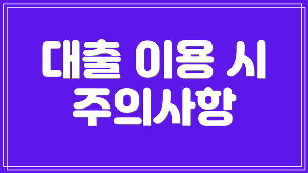 대출 이용 시 주의사항