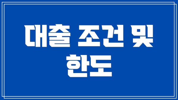 대출 조건 및 한도