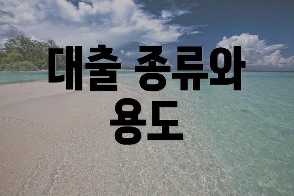 대출 종류와 용도