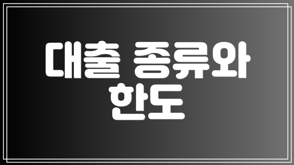 대출 종류와 한도