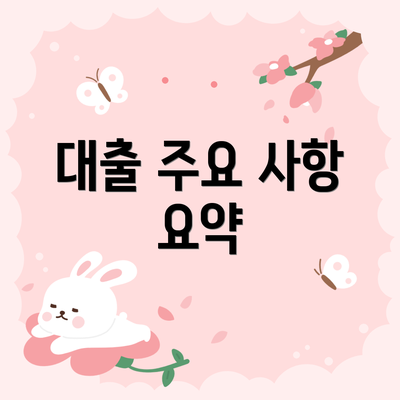 대출 주요 사항 요약