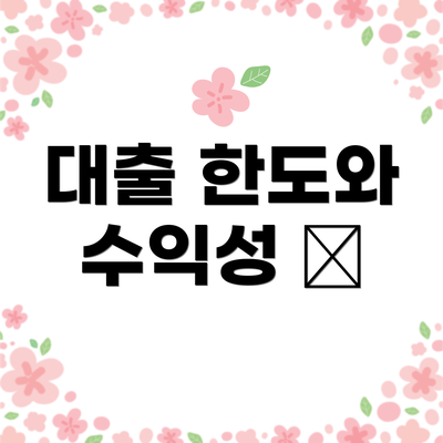 대출 한도와 수익성 📈