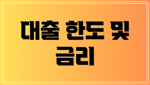 대출 한도 및 금리