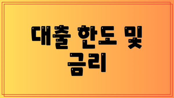 대출 한도 및 금리