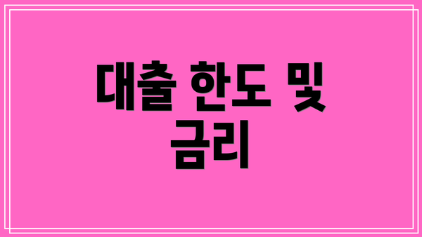 대출 한도 및 금리