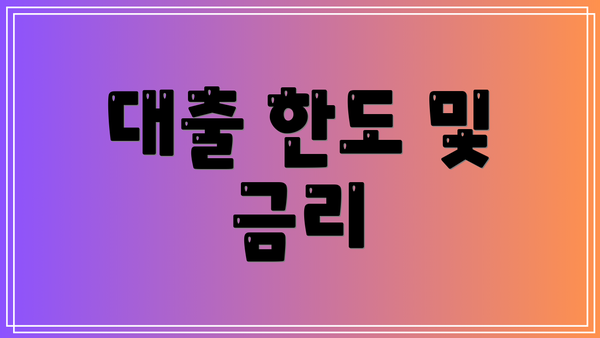 대출 한도 및 금리