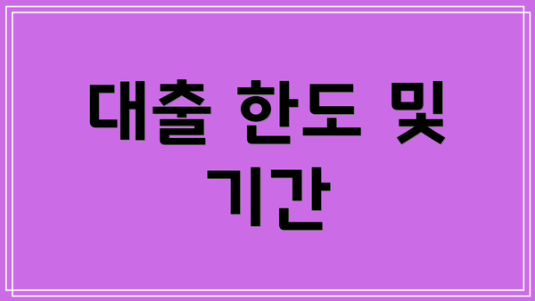 대출 한도 및 기간