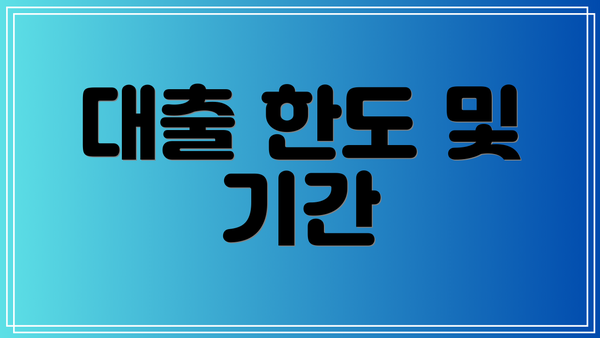 대출 한도 및 기간