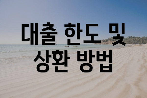 대출 한도 및 상환 방법