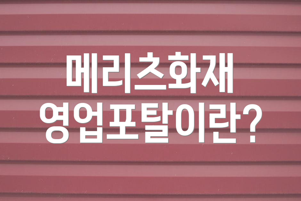 메리츠화재 영업포탈이란?