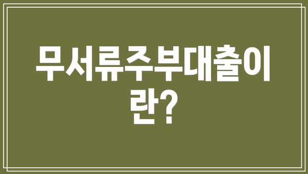 무서류주부대출이란?