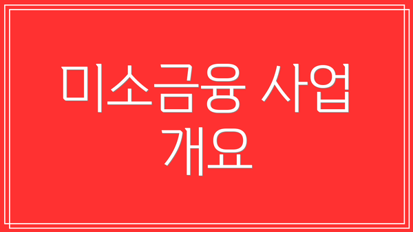 미소금융 사업 개요