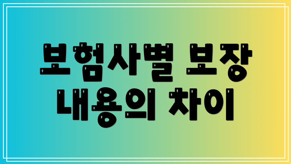 보험사별 보장 내용의 차이