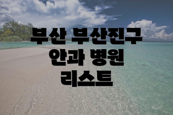 부산 부산진구 안과 병원 리스트