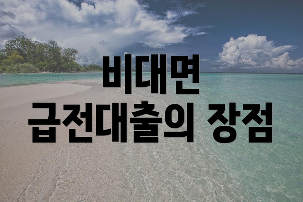 비대면 급전대출의 장점