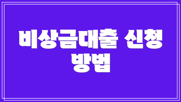 비상금대출 신청 방법