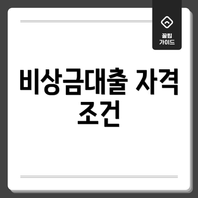 비상금대출 자격 조건