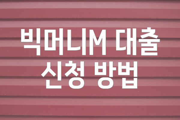빅머니M 대출 신청 방법
