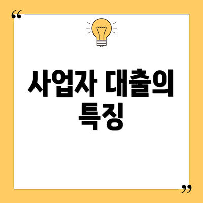 사업자 대출의 특징