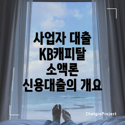 사업자 대출 KB캐피탈 소액론 신용대출의 개요