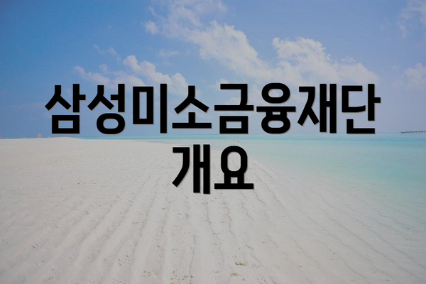 삼성미소금융재단 개요