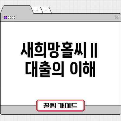 새희망홀씨Ⅱ 대출의 이해