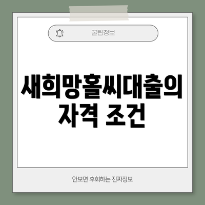 새희망홀씨대출의 자격 조건