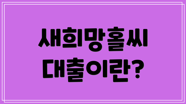새희망홀씨 대출이란?