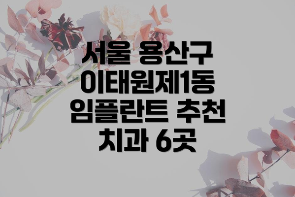 서울 용산구 이태원제1동 임플란트 추천 치과 6곳